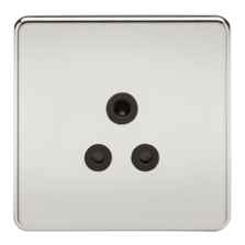 Screwless Polished Chrome 5A Unswitched Sockets - 5A Unswitched Socket With Black Insert