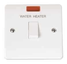 Mode 20A DP Water Heater Switch with Neon  - White 