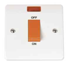 Mode 45A 1 Gang DP Cooker Switch with Neon - White 