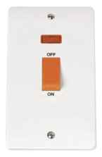 Mode 45A 2 Gang DP Cooker Switch with Neon - White 