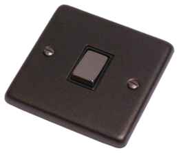 Graphite Light Switch - Single 1 Gang 2 Way - With Black Interior