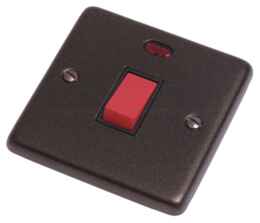 Graphite 45A DP Switch with Neon - 1 Gang  - With Black Interior