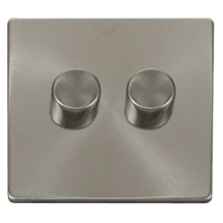Screwless Brushed Steel Dimmer Switch  - Double 2 X 250W
