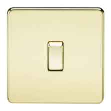 Screwless Polished Brass 20 Amp Switches - 1 Gang DP Switch