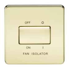 Screwless Polished Brass Fan Isolator Switches - 10A 3 Pole Fan Isolator Switch