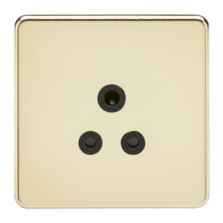 Screwless Polished Brass 5A Unswitched Sockets - 5A Unswitched Socket With Black Insert
