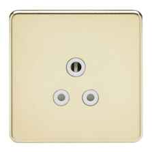 Screwless Polished Brass 5A Unswitched Sockets - 5A Unswitched Socket With White Insert
