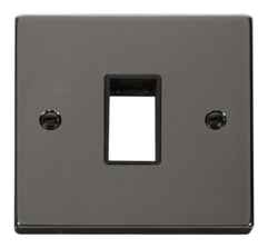 Black Nickel Empty Grid Switch Plate - 1 module with black interior