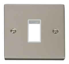 Pearl Nickel Empty Grid Switch Plate - 1 module with white interior