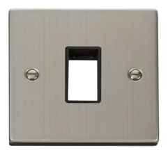 Stainless Steel Empty Grid Switch Plate - 1 module with black interior