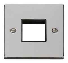 Polished Chrome Empty Grid Switch Plate - 2 module with black interior