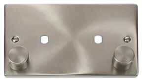 Dimmer Mounting Plate Unfurnished 2 Gang Twin - Satin Chrome
