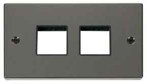 Black Nickel Empty Grid Switch Plate - 4 module with black interior