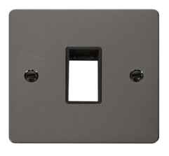 1 Gang Mini Grid Flat Plate - Single Aperture - Black Nickel with Black Interior