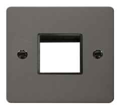 1 Gang Mini Grid Flat Plate - Twin Switch Aperture - Black Nickel with Black Interior