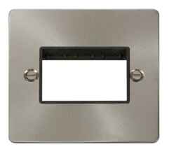 1 Gang Mini Grid Flat Plate - Triple Aperture - Brushed Stainless Steel with Black Interior