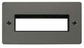 2 Gang Mini Grid Flat Plate - 6 In-Line Aperture - Black Nickel with Black Interior