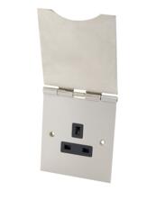 Satin Chrome 13A Floor Socket Outlet  - 1 Gang Unswitched