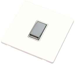 Screwless White and Chrome Light Switch - 1 Gang 2 Way