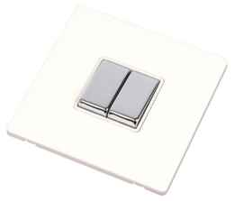 Screwless White and Chrome Light Switch - 2 Gang 2 Way
