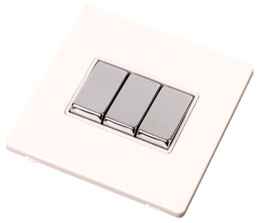 Screwless White and Chrome Light Switch - 3 Gang 2 Way
