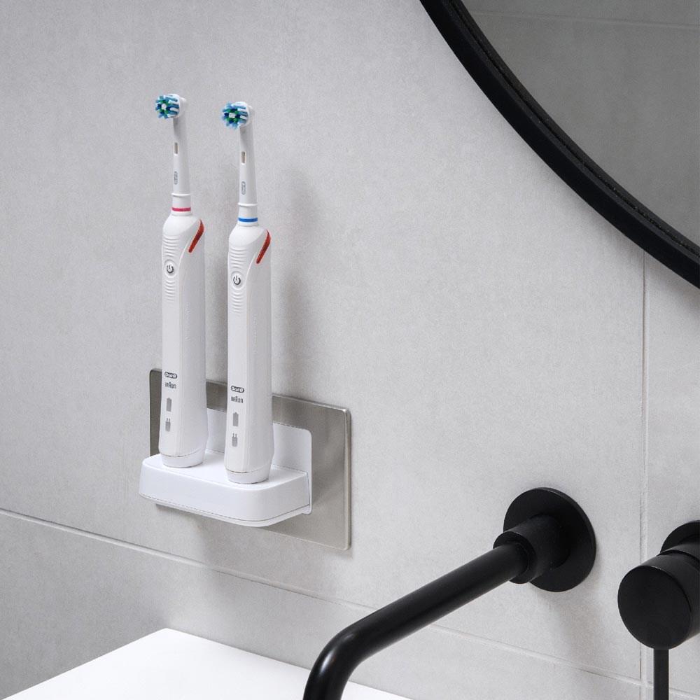 Electric Toothbrush Wall Charger Twin Chrome - Polished Steel