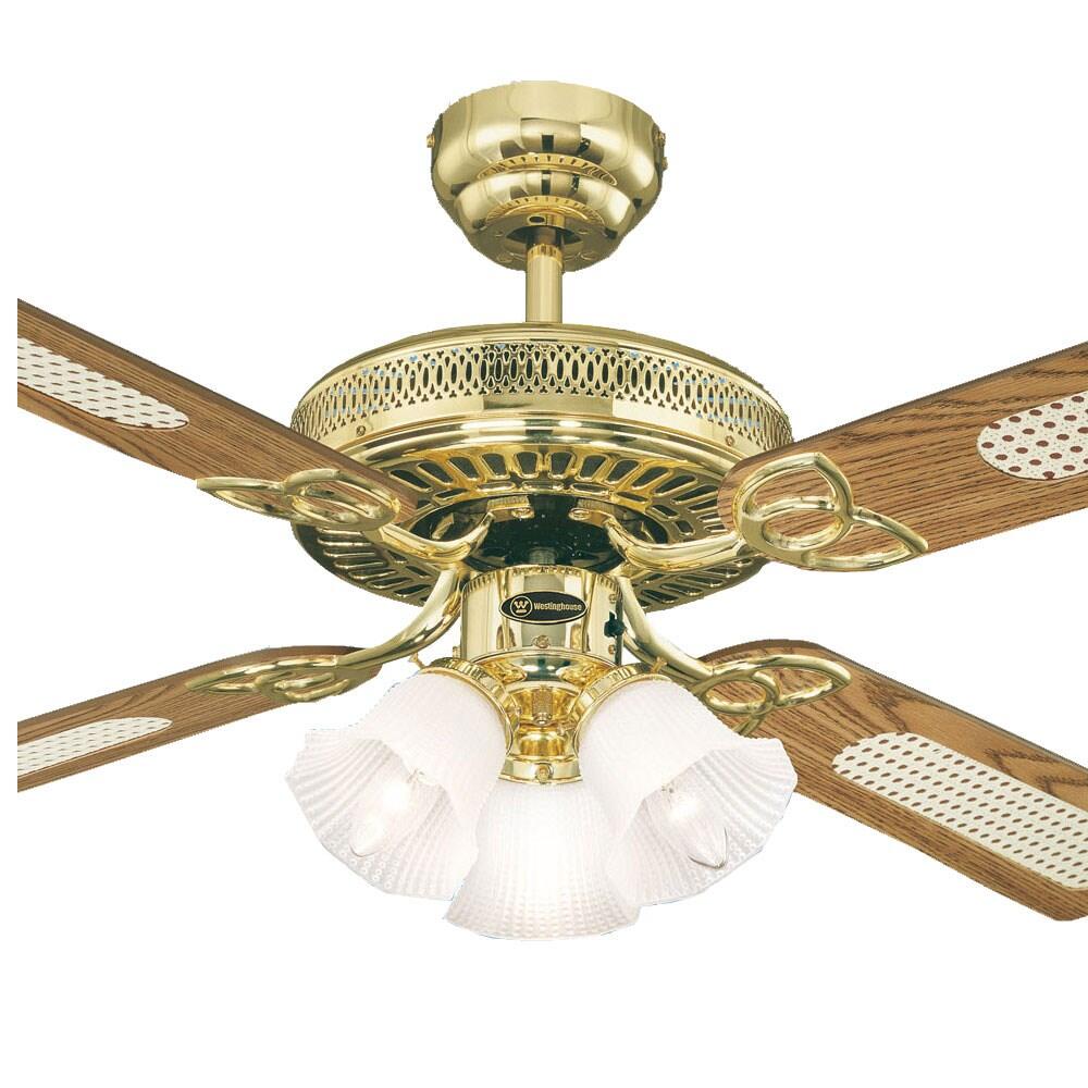 Westinghouse Monarch Trio Ceiling Fan with Light - 52" Polished Brass