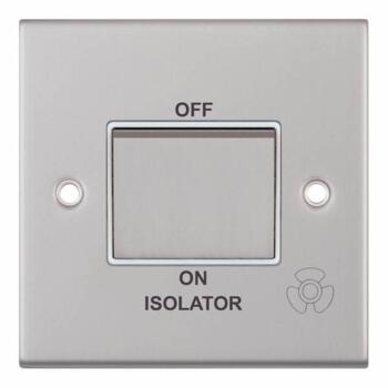 Slimline Fan Isolator Switch - Satin Chrome - With White Interior