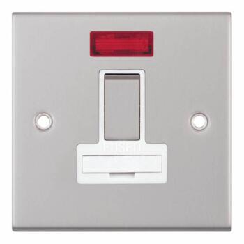 Slimline 13A Switched Fused Spur Neon Satin Chrome - With White Interior