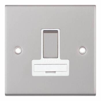 Slimline 13A Switched Fused Spur - Satin Chrome - With White Interior