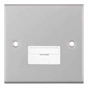 Slimline 13A Unswitched Fused Spur - Satin Chrome - With White Interior