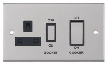 Slimline 45A Cooker Control Unit - Satin Chrome - With Black Interior