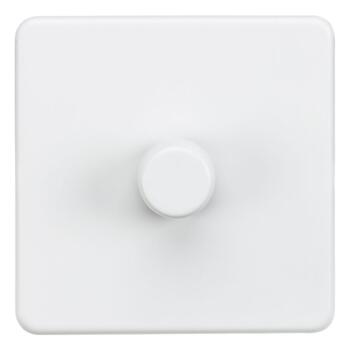 Screwless Matt White LED / Standard Dimmer Switch - Single 1 Gang 2 Way 