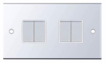 Slimline 2 Way 4 Gang Light Switch - P/Chrome - With White Interior