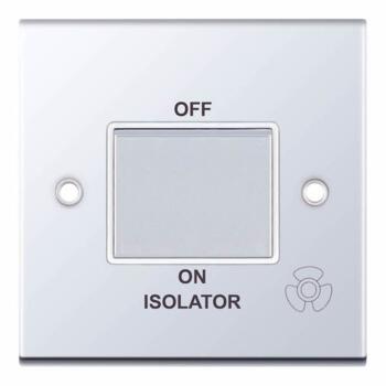 Slimline Fan Isolator Switch - P/Chrome - With White Interior