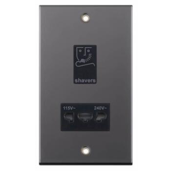 Slimline Black Nickel Shaver Socket  - 230/115v Dual Voltage