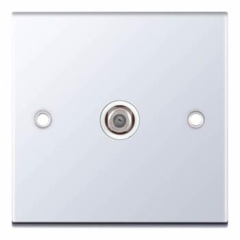 Slimline Single Satellite Socket - P/Chrome - With White Interior