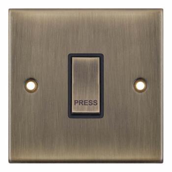Slimline Antique Brass Light Switch -  - 1 Gang Retractive 'Bell" Push
