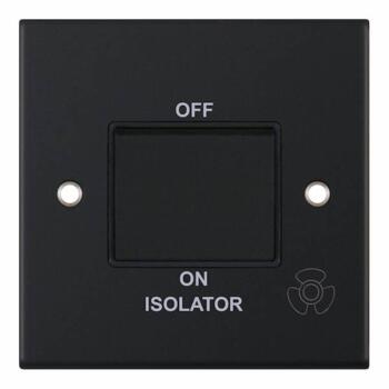 Slimline Matt Black Fan Isolator Switch - 3 Pole Fan Isolator