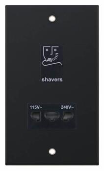Slimline Matt Black Shaver Socket - Dual Voltage -220/240V 50Hz input -230/115V output