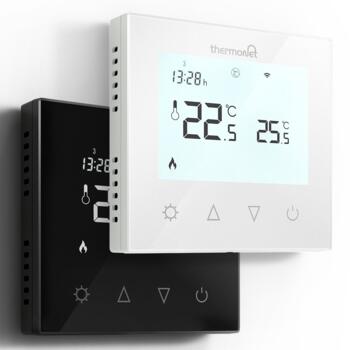 Dual Control Touchscreen Thermostat - White Glass