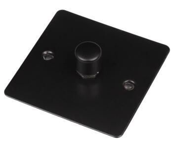Flat Plate Matt Black Empty LED Dimmer Switch - 1 Gang Single