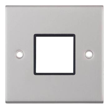Satin Chrome Build Your Own Light Switch - Black Inserts - 2 Gang Double Empty Plate