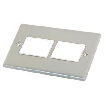 Satin Chrome & Grey Build Your Own Light Switch - 6 Gang Empty Plate