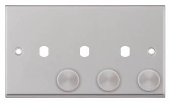 Satin Chrome **EMPTY** LED Dimmer Switch Plate - 3 Gang EMPTY