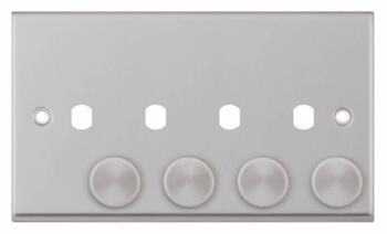 Satin Chrome **EMPTY** LED Dimmer Switch Plate - 4 Gang EMPTY