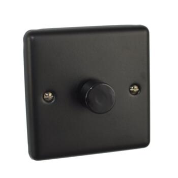 Matt Black Dimmer Switch - Single 400W - 1 Gang 2 Way