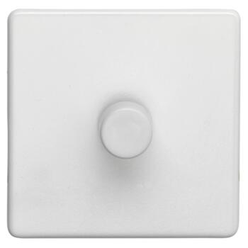 Screwless Concealed White Metal Empty Dimmer Switch - Single 1 Gang