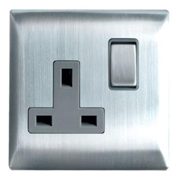 Screwless 13A Single Socket - Brushed S/Steel - Brushed Stainless Steel