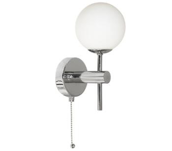 Chrome Switched G9 Bathroom Wall Light With Opal Glass Shade 